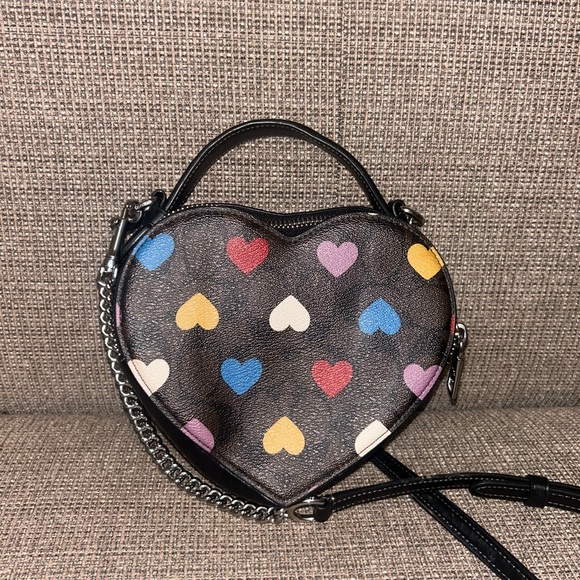 Coach Heart Crossbody Purse In Signature Canvas With Heart Print CP022 - Picture 8 of 11